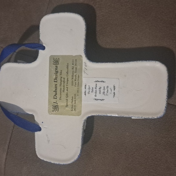 J. Duban Designs Handcrafted Broken Tile Mosaic Art Hanging Cross Cobalt - Picture 4 of 4